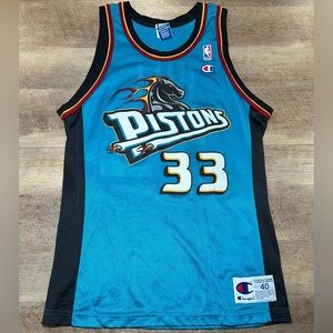 Vintage Champion NBA Detroit Pistons Grant Hill #33 Jersey Size‎ 40 Made In USA